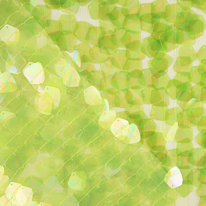 Lime Green Sequin Tulle with Teardrop Sequins - Ribes y Casals