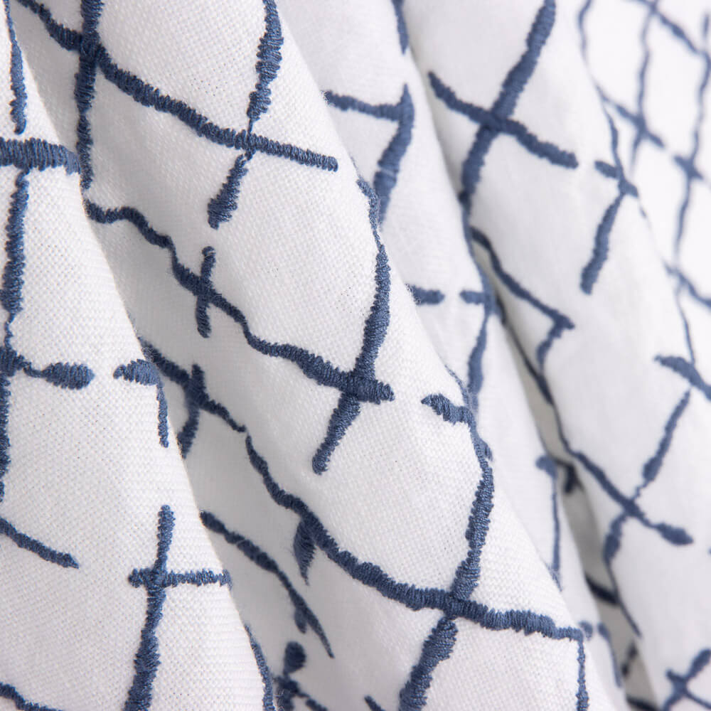 Blue Embroidered Thick Linen - Ribes y Casals