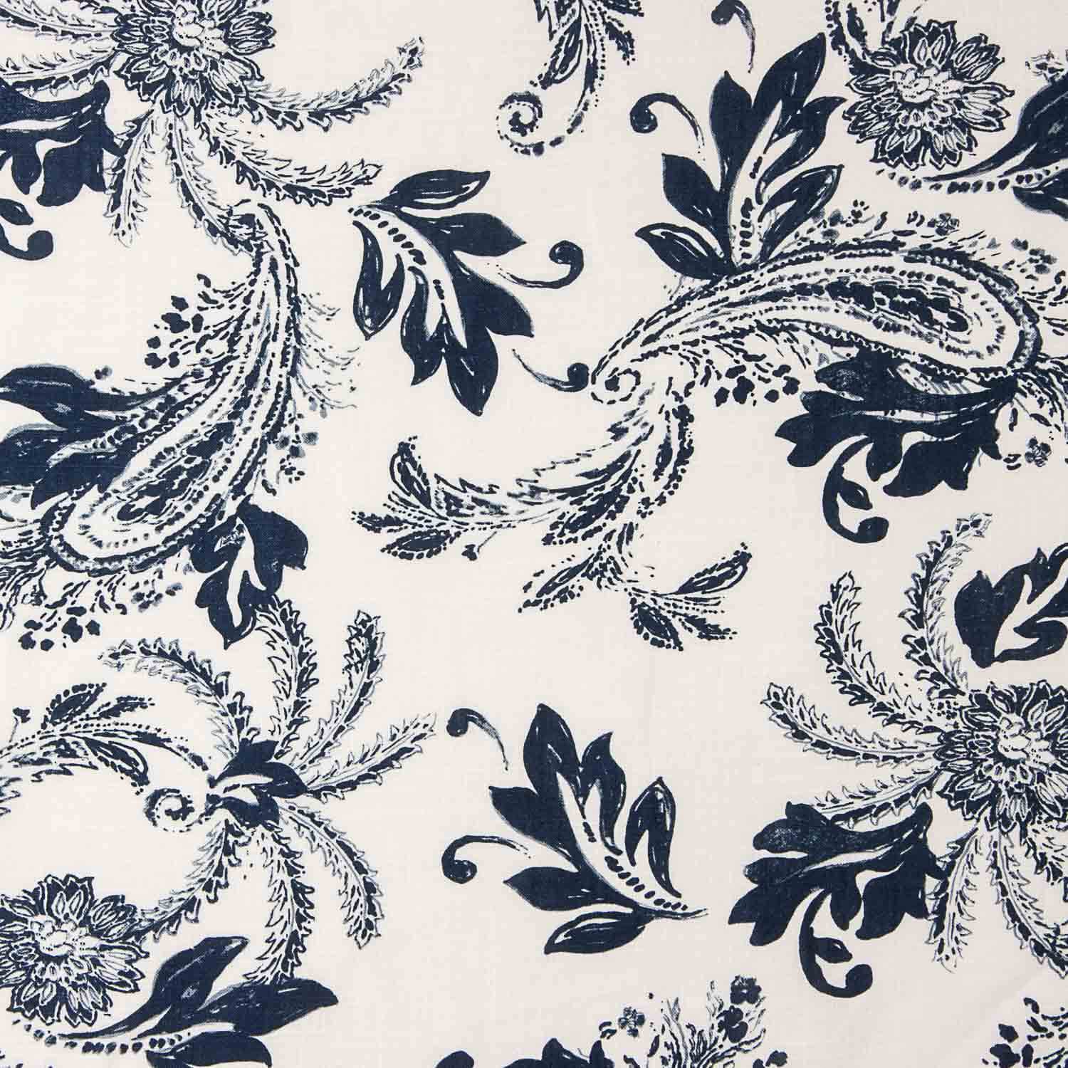 Cotton Linen Printed Cashmere Navy Blue - Ribes y Casals