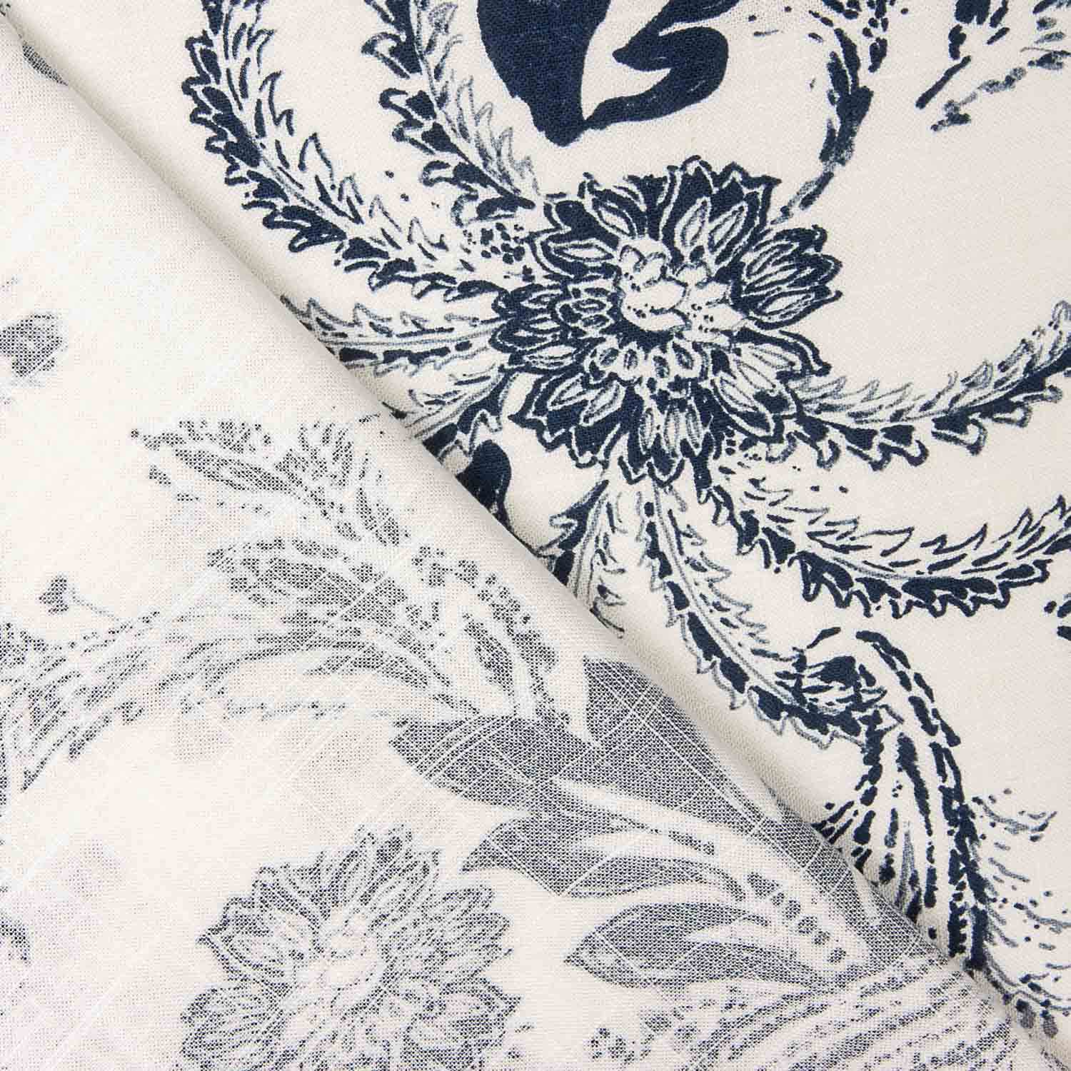 Cotton Linen Printed Cashmere Navy Blue - Ribes y Casals