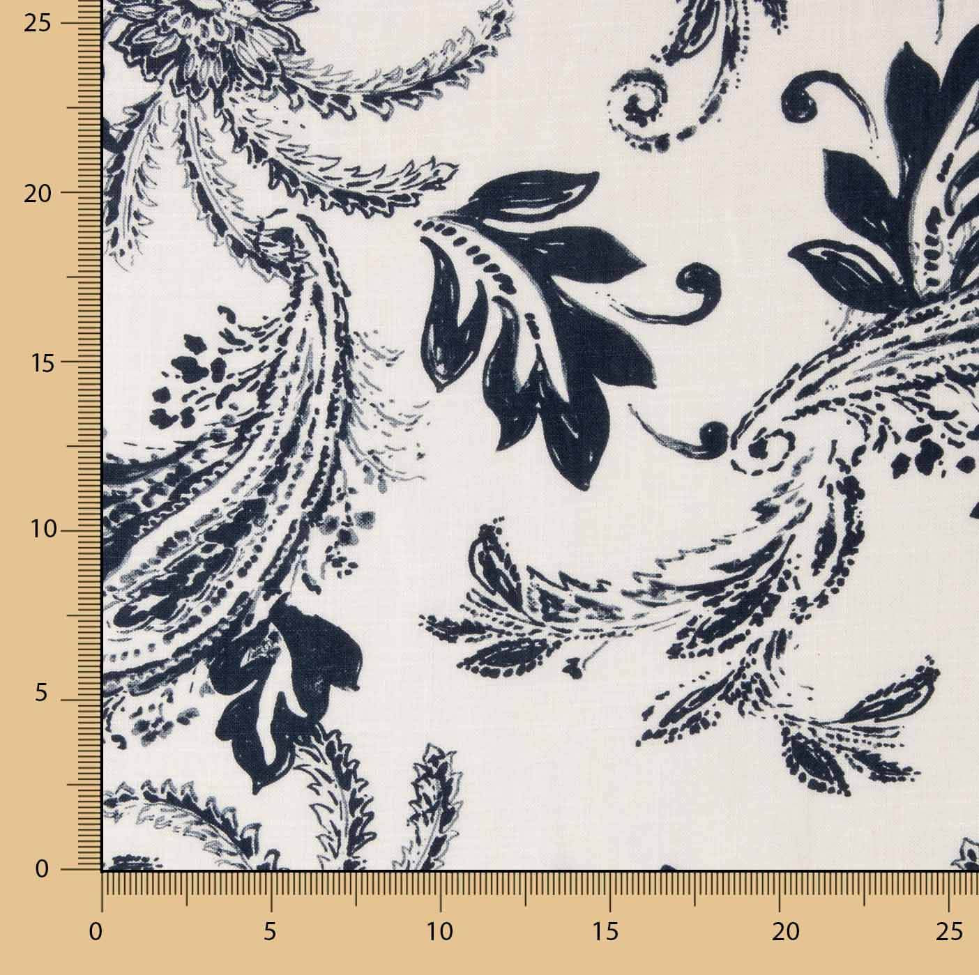 Cotton Linen Printed Cashmere Navy Blue - Ribes y Casals