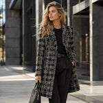 Grey and Black Mosaic Wool Tweed with Gold Lurex - Ribes y Casals