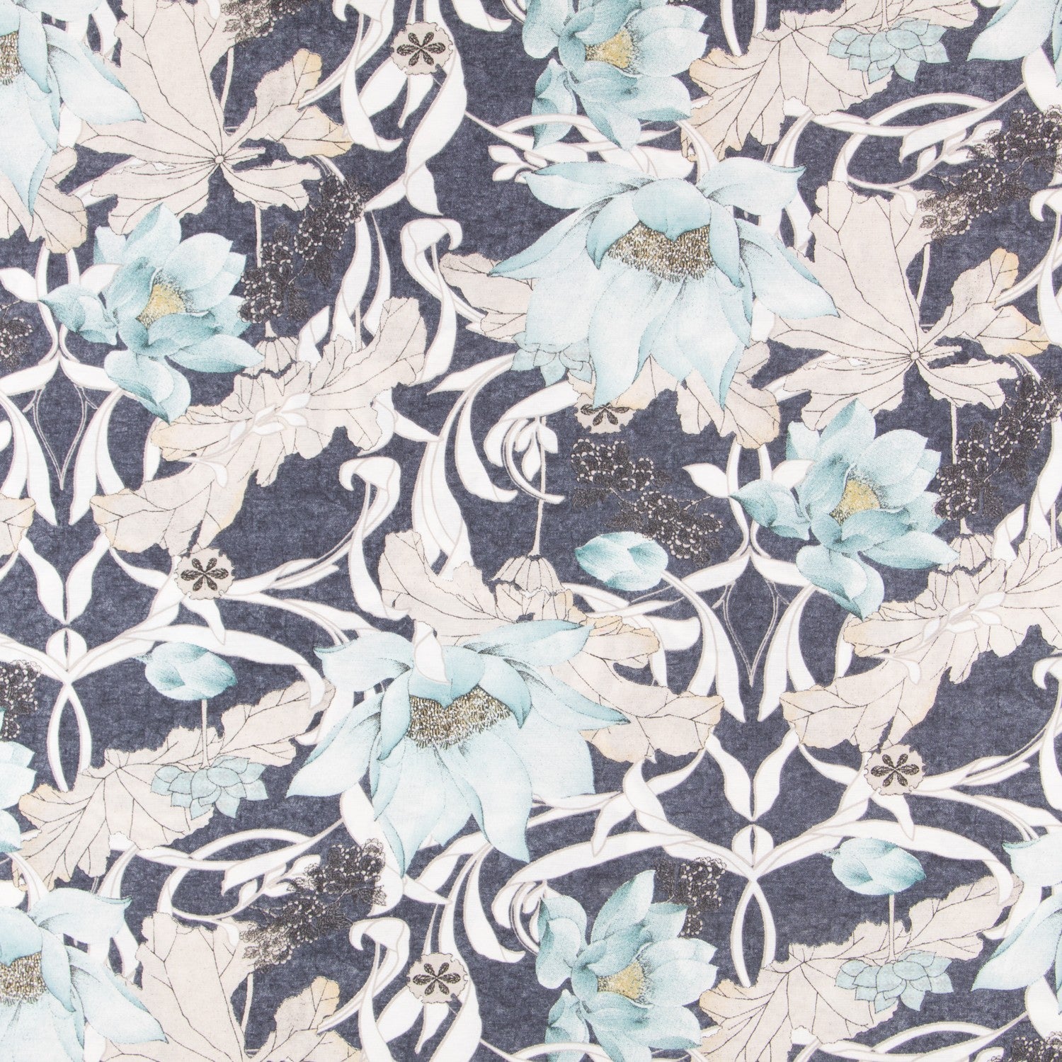 Cloth Fabric Japanese Flower Navy - Ribes y Casals