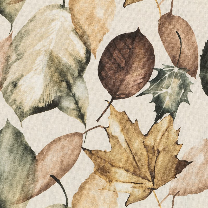 Printed Cotton Cloth Leaves Beige - Ribes y Casals