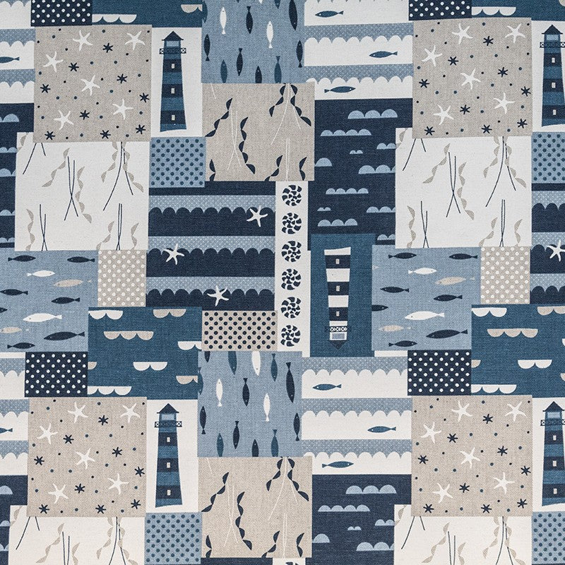 Printed Cloth Square Fishes Blue - Ribes y Casals