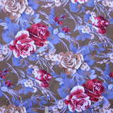 Loneta Estampada Flor Fondo Marrón - Ribes y Casals