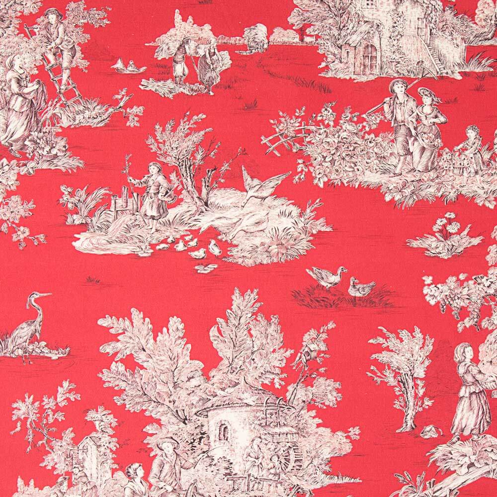 Toile De Jouy Red Background - Ribes y Casals