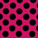 Polka Dots Spandex 25mm Fuchsia Background Black Polka Dots - Ribes y Casals