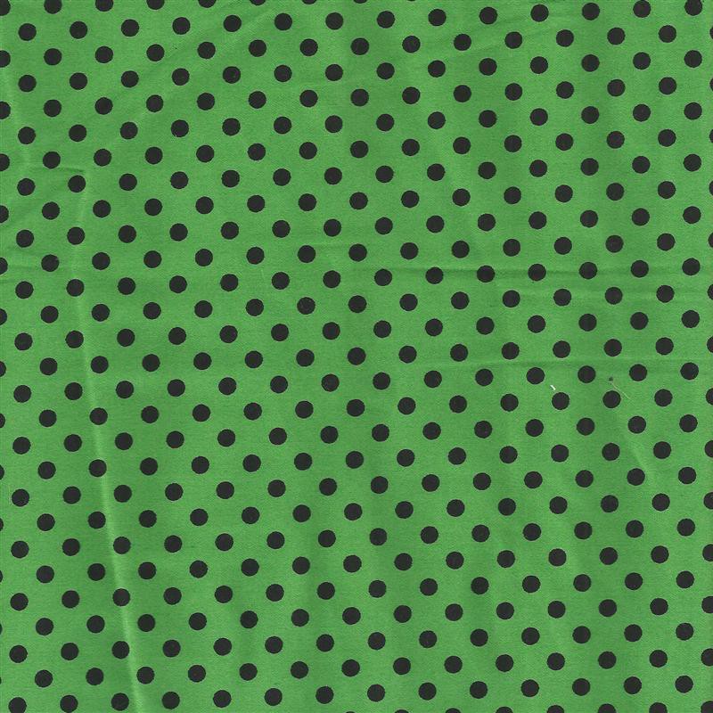 Spandex Polka Dots 5mm Green Background Black Polka Dots - Ribes y Casals