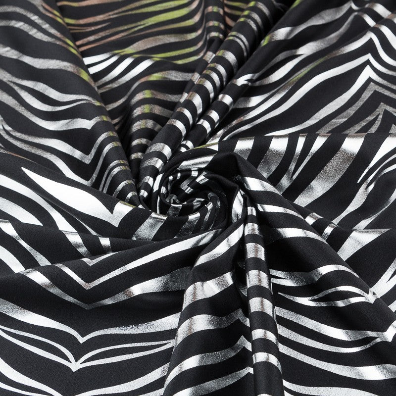 Lycra Printed Laminated Zebra Silver - Ribes y Casals
