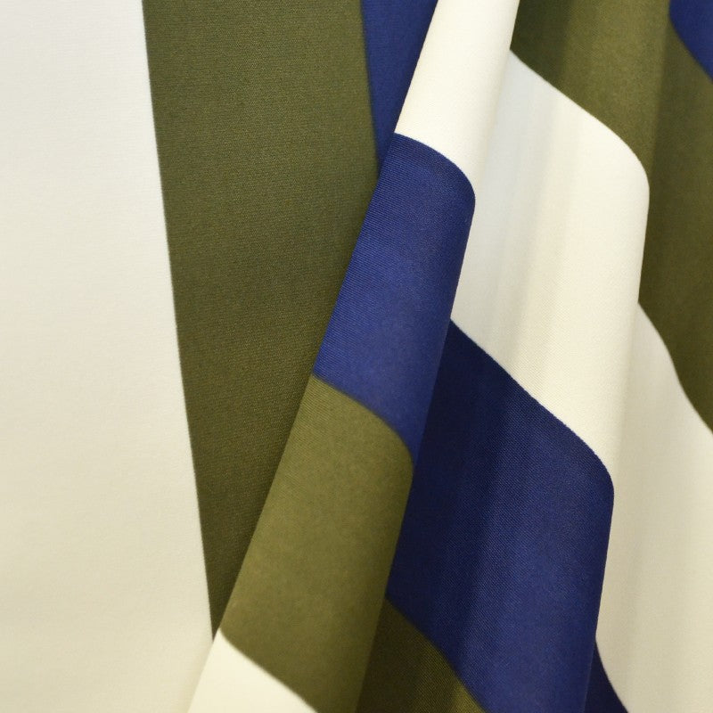 Printed Lycra Stripes Blue Khaki - Ribes y Casals
