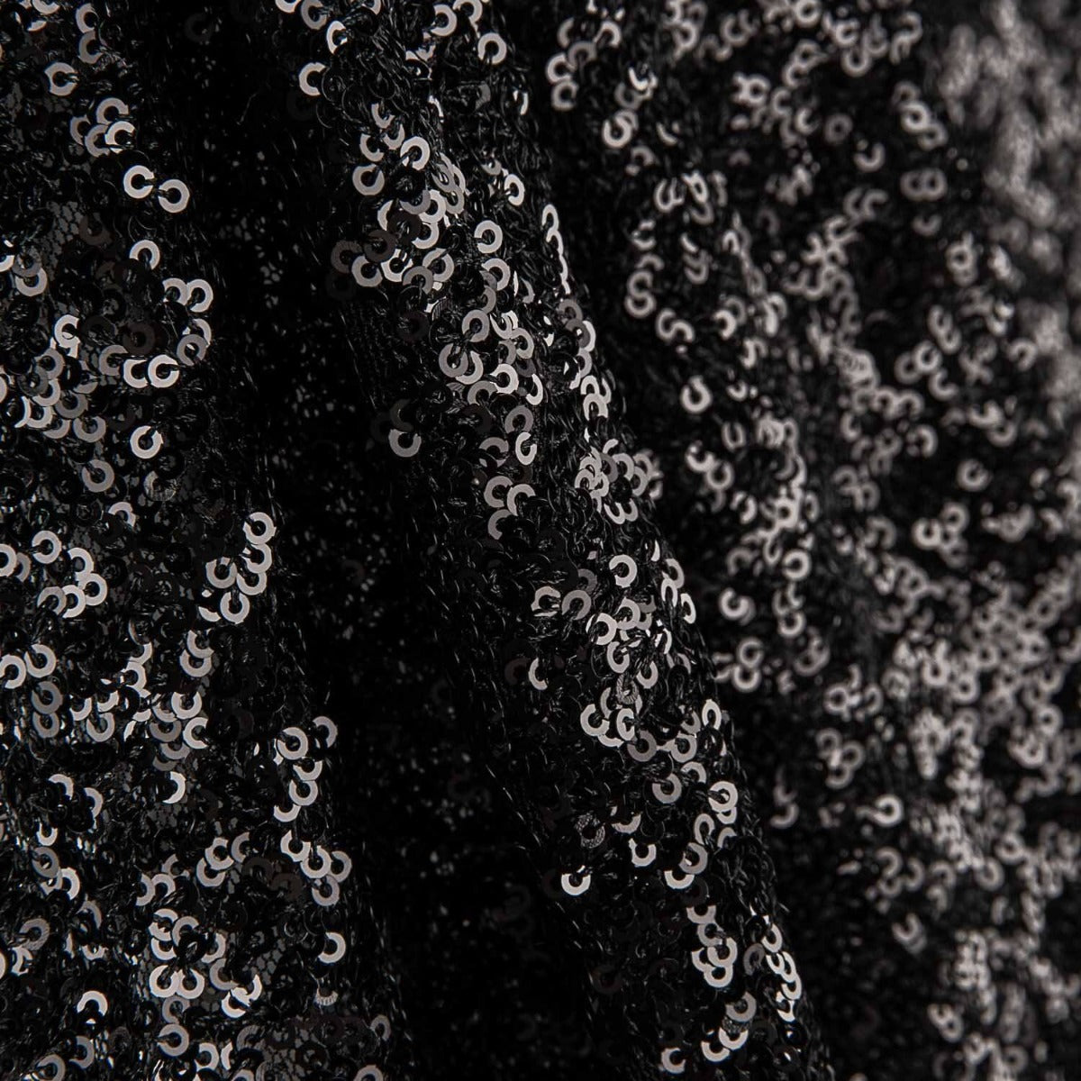 Black Sequin Lycra Fabric on Elastic Tulle - Ribes y Casals