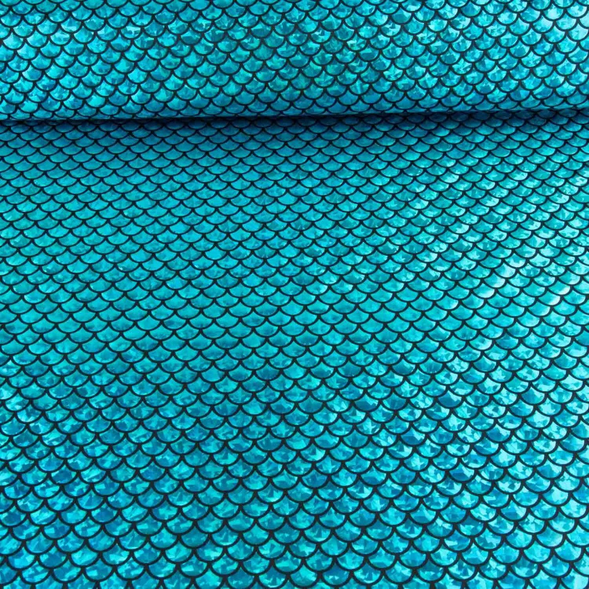 Metallic Printed Stretch Fabric – Aqua Blue - Ribes y Casals