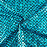 Metallic Printed Stretch Fabric – Aqua Blue - Ribes y Casals