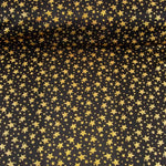 Metallic Printed Stretch Fabric – Iridescent Gold Stars - Ribes y Casals