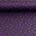 Metallic Printed Stretch Fabric – Iridescent Purple Stars - Ribes y Casals