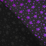 Metallic Printed Stretch Fabric – Iridescent Purple Stars - Ribes y Casals