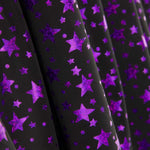 Metallic Printed Stretch Fabric – Iridescent Purple Stars - Ribes y Casals
