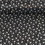 Metallic Printed Stretch Fabric – Iridescent Silver Stars - Ribes y Casals