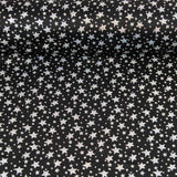 Metallic Printed Stretch Fabric – Iridescent Silver Stars - Ribes y Casals