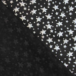 Metallic Printed Stretch Fabric – Iridescent Silver Stars - Ribes y Casals