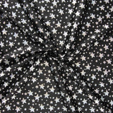 Metallic Printed Stretch Fabric – Iridescent Silver Stars - Ribes y Casals