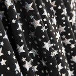 Metallic Printed Stretch Fabric – Iridescent Silver Stars - Ribes y Casals