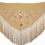 Embroidered Cerro Flamenco Shawl Camel - Ribes y Casals