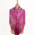 Embroidered Macarena Flamenco Shawl Magenta - Ribes y Casals