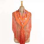 Embroidered Cerro Flamenco Shawl Orange - Ribes y Casals