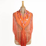 Embroidered Cerro Flamenco Shawl Orange - Ribes y Casals