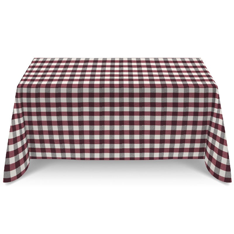 Tablecloth Stainproof Checks Burgundy - Ribes y Casals
