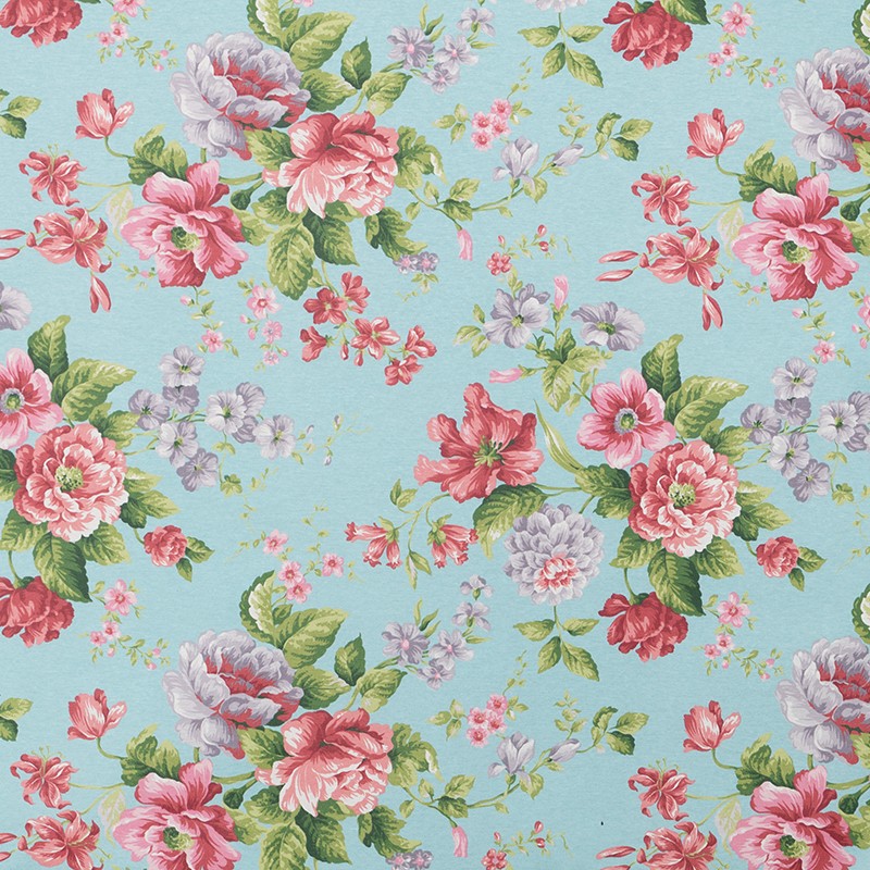 Tablecloth Cretonne Flowers Turquoise - Ribes y Casals