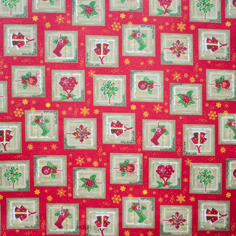 Tablecloth Christmas Stainproof Checks Red - Ribes y Casals