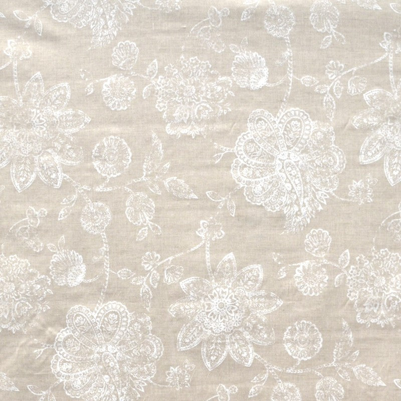 Resin-Coated Tablecloth Flower Print White - Ribes y Casals