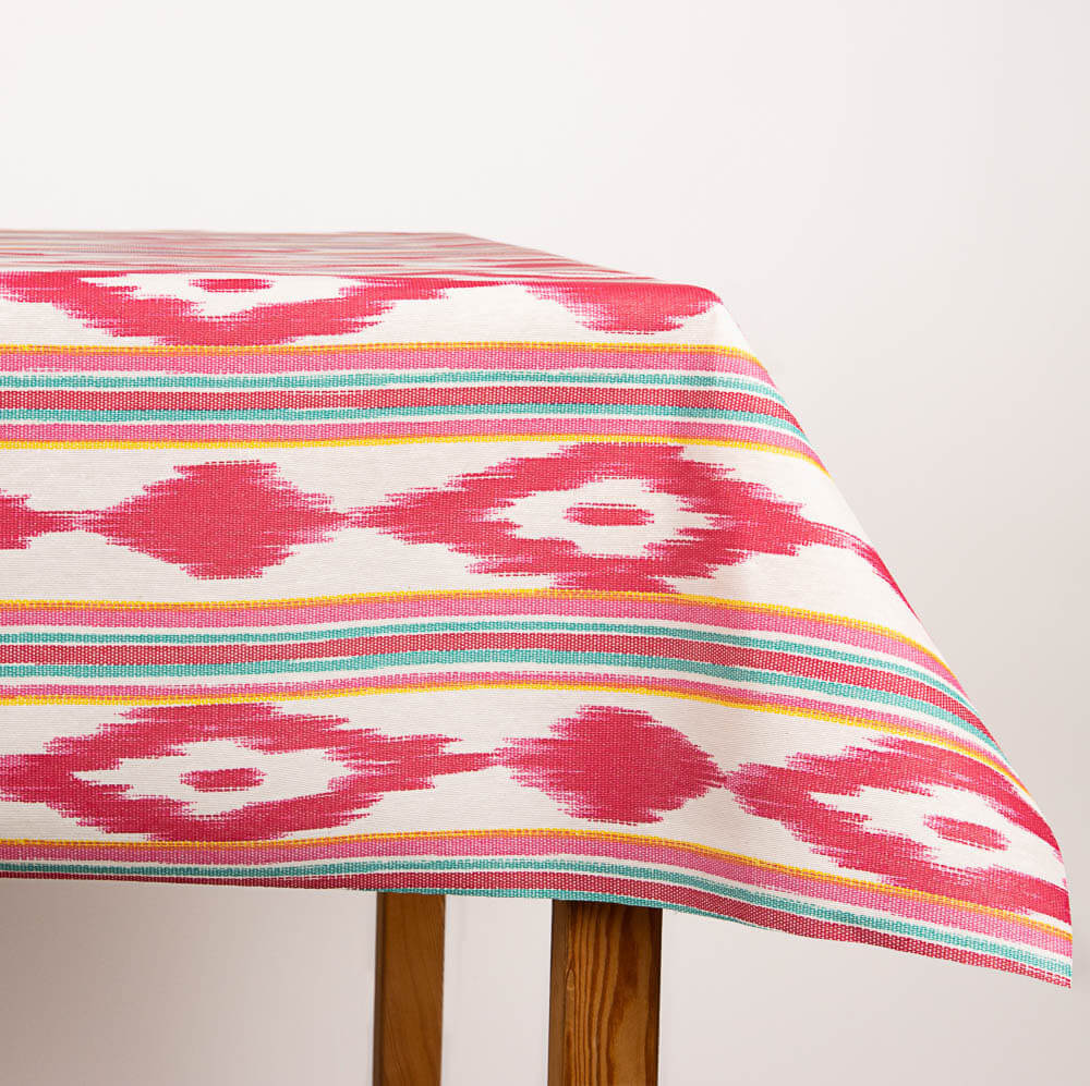 Fuchsia Ikat Stain Resistant Resin Tablecloth - Ribes y Casals