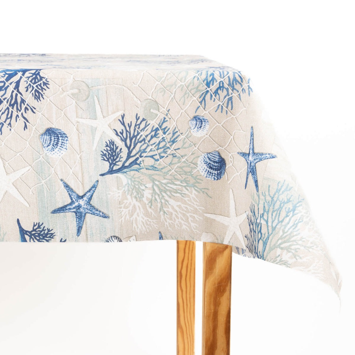 Coral Blue Coated Tablecloth - Ribes y Casals