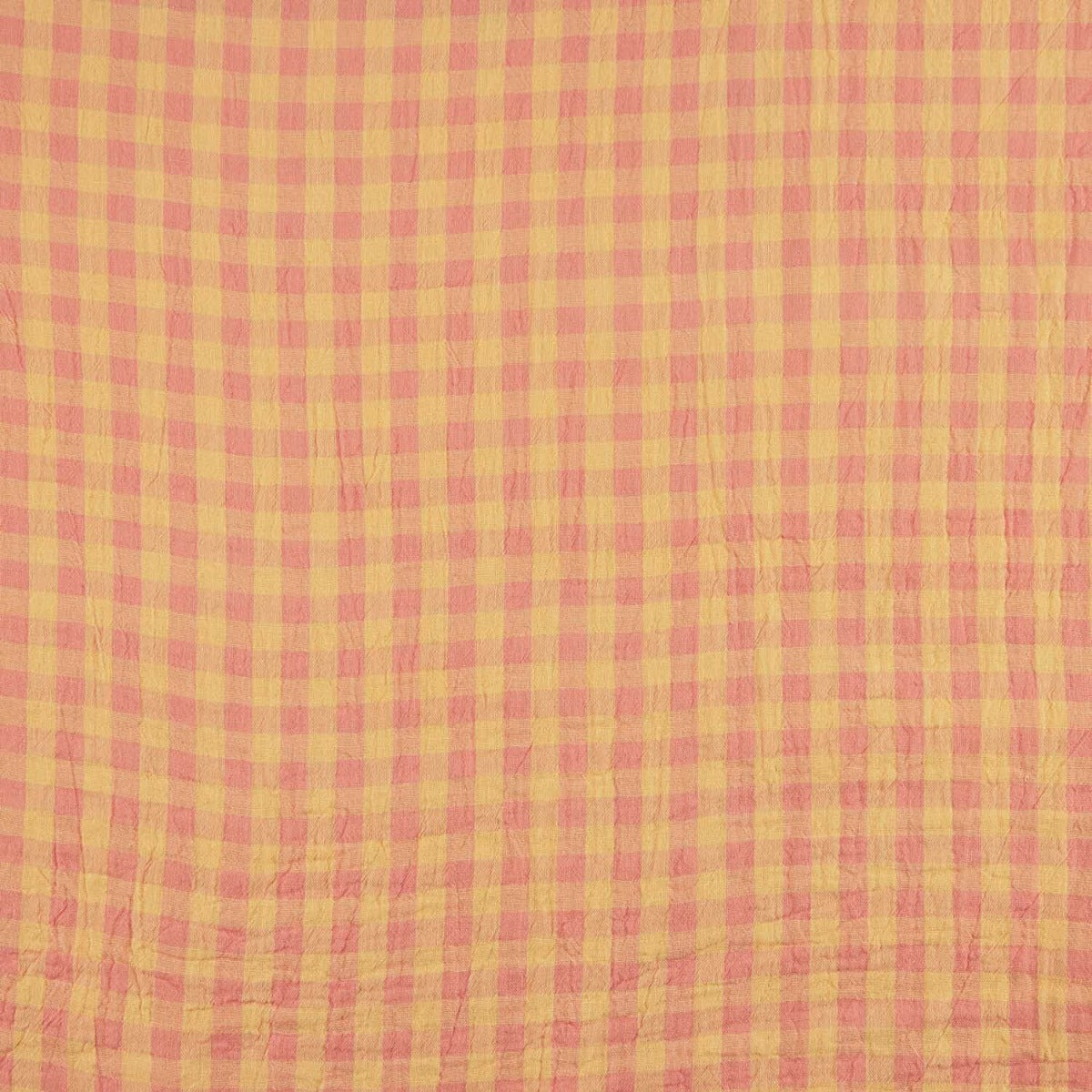Double-Faced Checked Muslin Pink-Melon - Ribes y Casals
