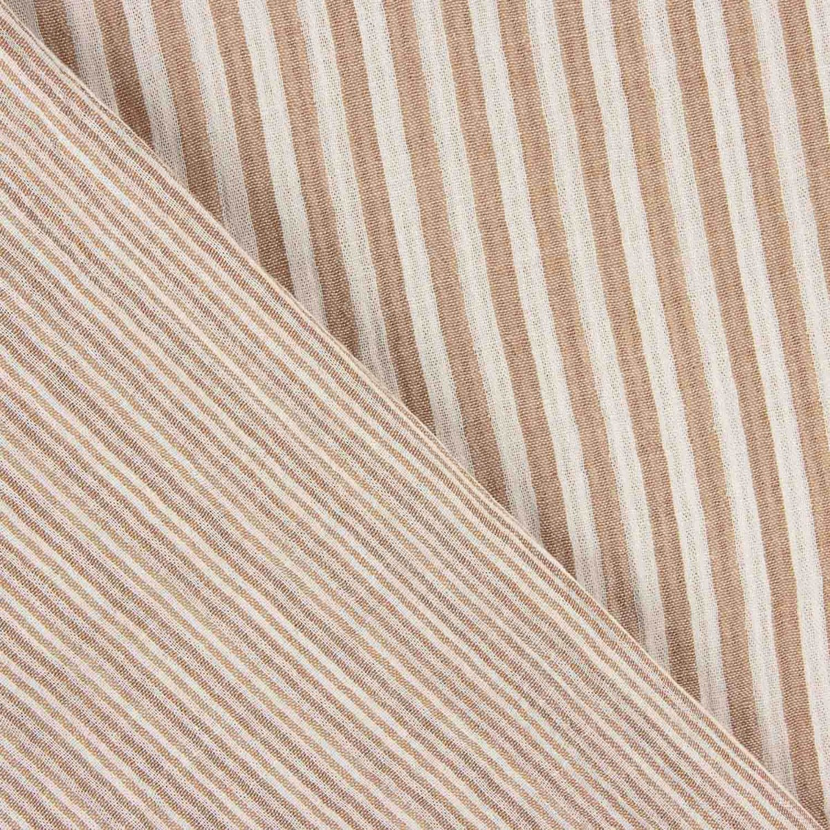 Double-Faced Muslin Stripes Caramel-White - Ribes y Casals