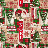 Printed Christmas Cotton Canvas: Father Christmas and Tartan Checks - Ribes y Casals