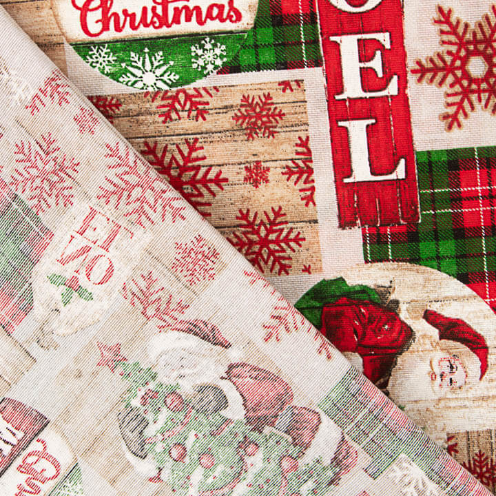 Printed Christmas Cotton Canvas: Father Christmas and Tartan Checks - Ribes y Casals