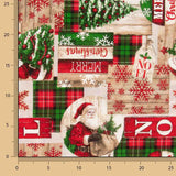 Printed Christmas Cotton Canvas: Father Christmas and Tartan Checks - Ribes y Casals