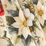 Printed Christmas Cotton Canvas with Floral Designs and Gold Baubles - Ribes y Casals