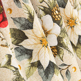 Printed Christmas Cotton Canvas with Floral Designs and Gold Baubles - Ribes y Casals