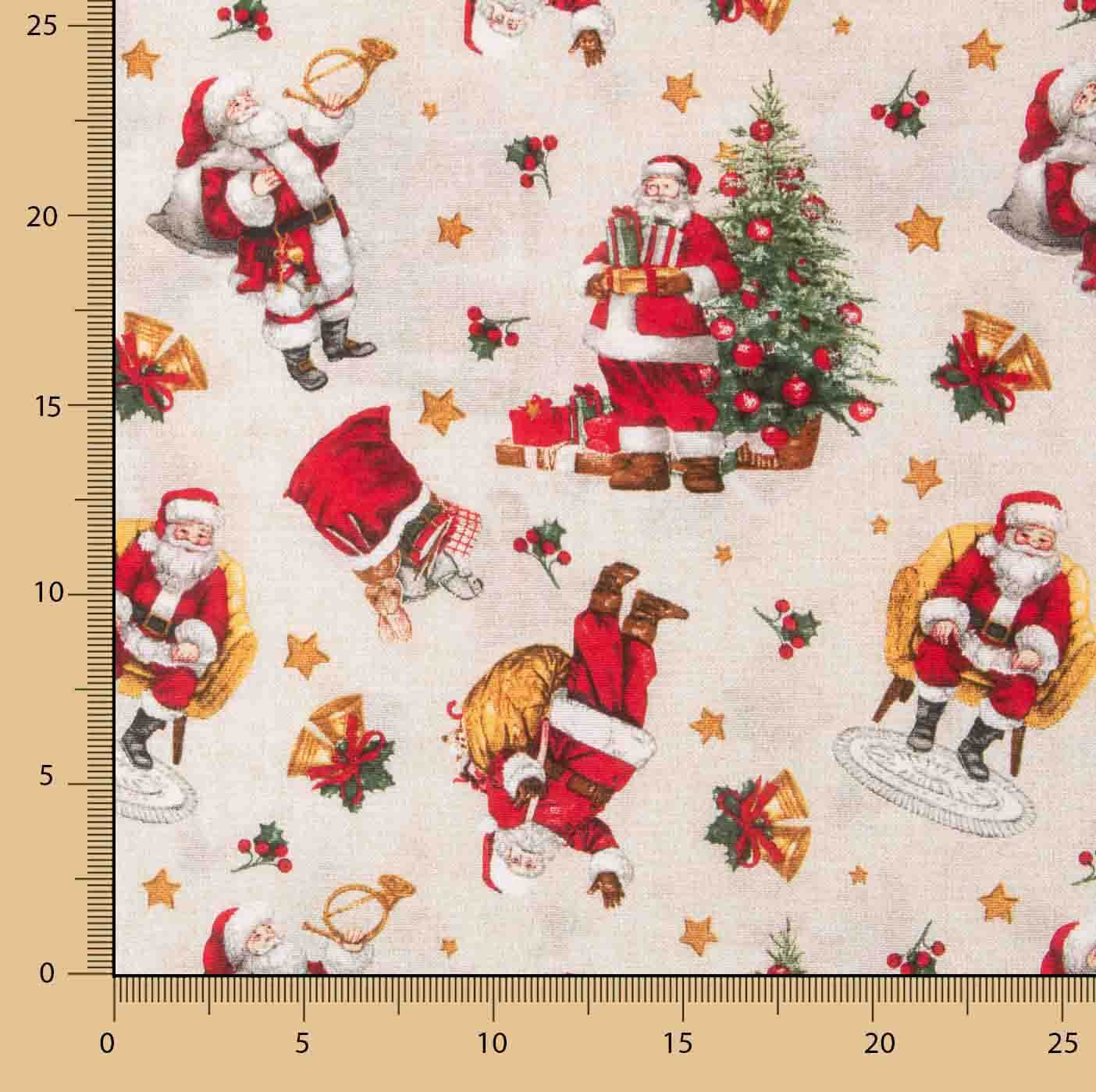 Traditional Santa Claus Christmas Printed Cotton Canvas - Ribes y Casals