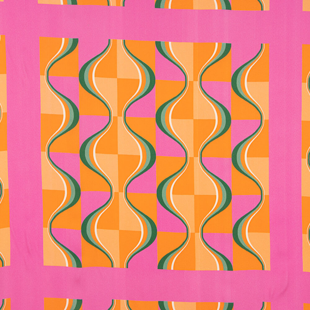 Orange Geo Viscose Crepe - Ribes y Casals