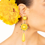 Flamenco Earrings with Yellow Flower and Teardrop - Ribes y Casals