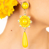 Flamenco Earrings with Yellow Flower and Teardrop - Ribes y Casals