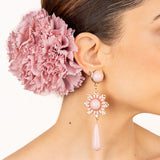 Flamenco Earrings with Pink Flower and Teardrop - Ribes y Casals