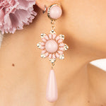 Flamenco Earrings with Pink Flower and Teardrop - Ribes y Casals